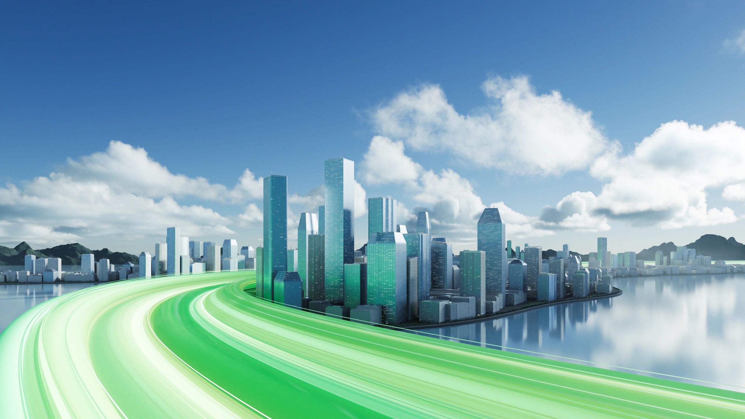 Modern city powered by green technology